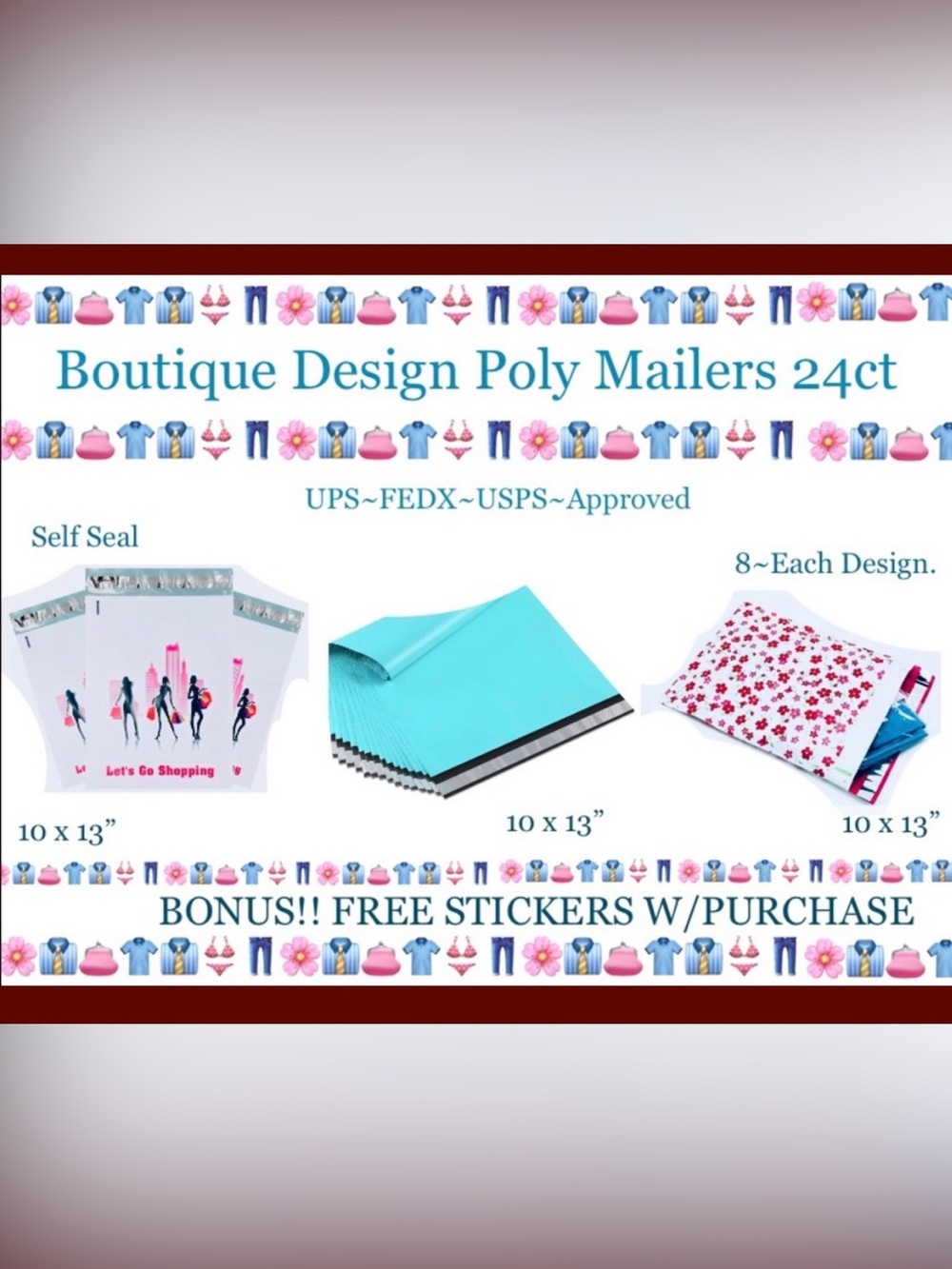 24ct 10x13 ” ~ Poly Mailer Bags 👛🆕👛 24ct Free ⭐️Thank You Stickers.